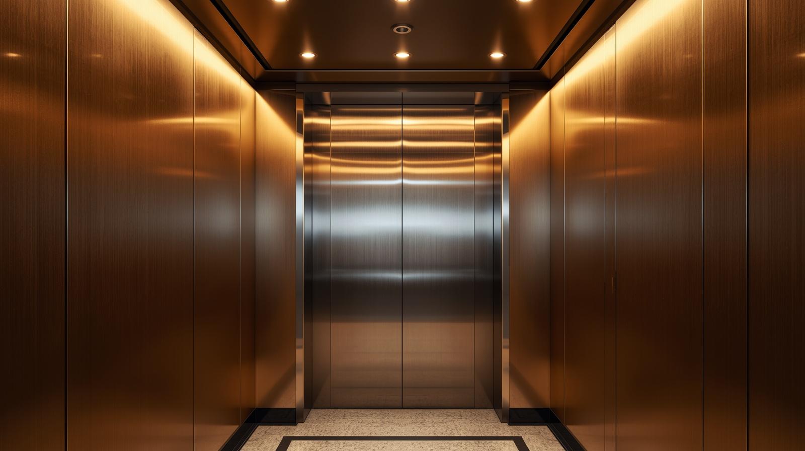 Commercial building elevator lobby with protected lift surfaces