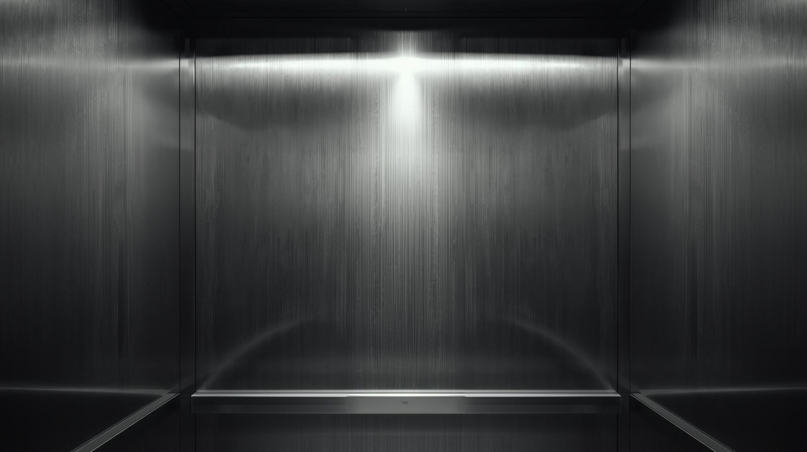 Close-up of stainless steel elevator panel protection