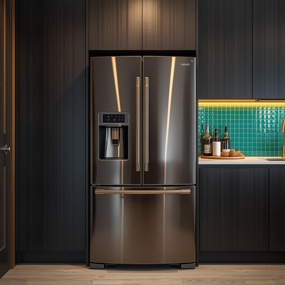 Premium modern kitchen interior with stylish refrigerator