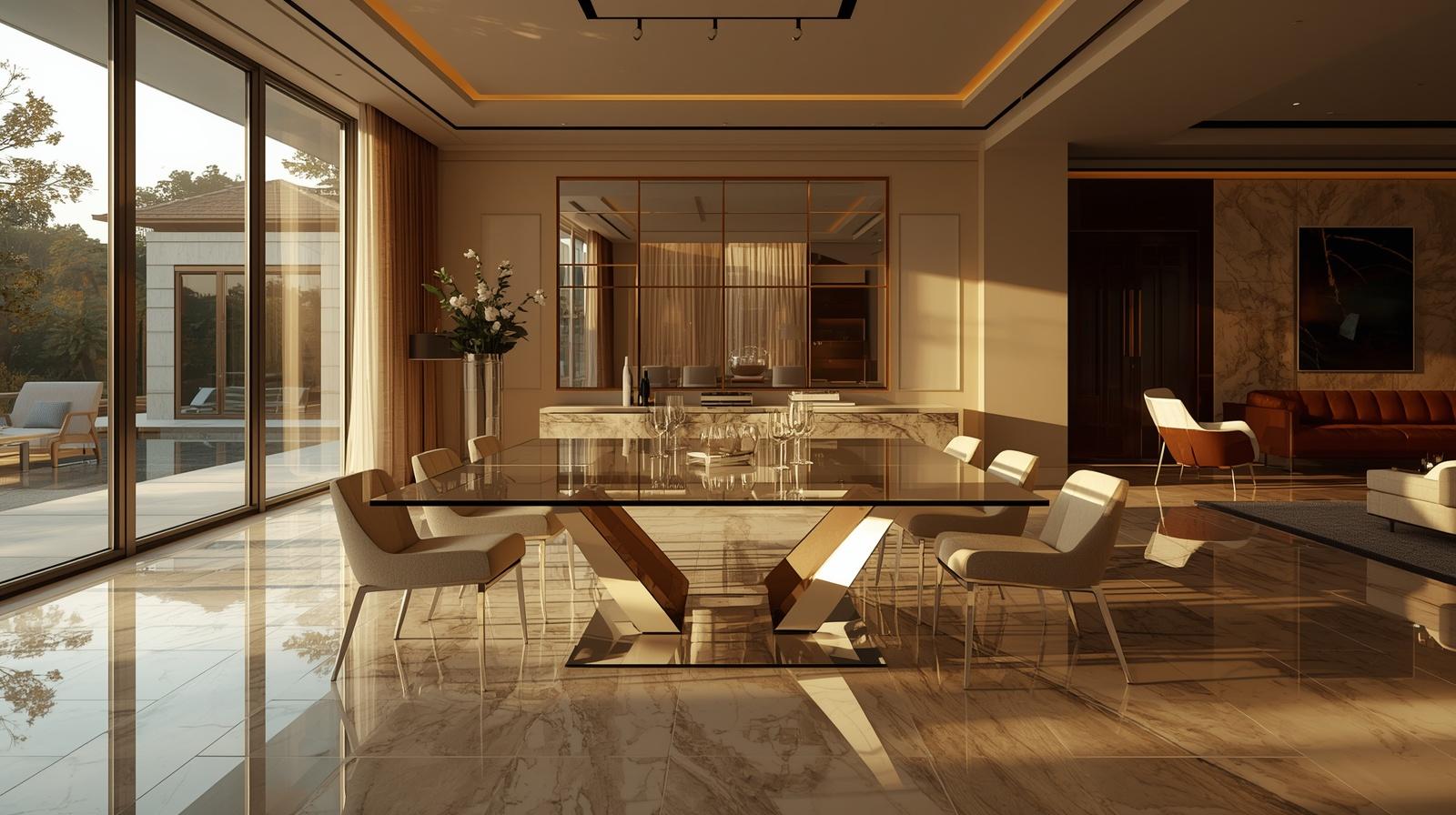 Glass dining table protection film in luxury dining room