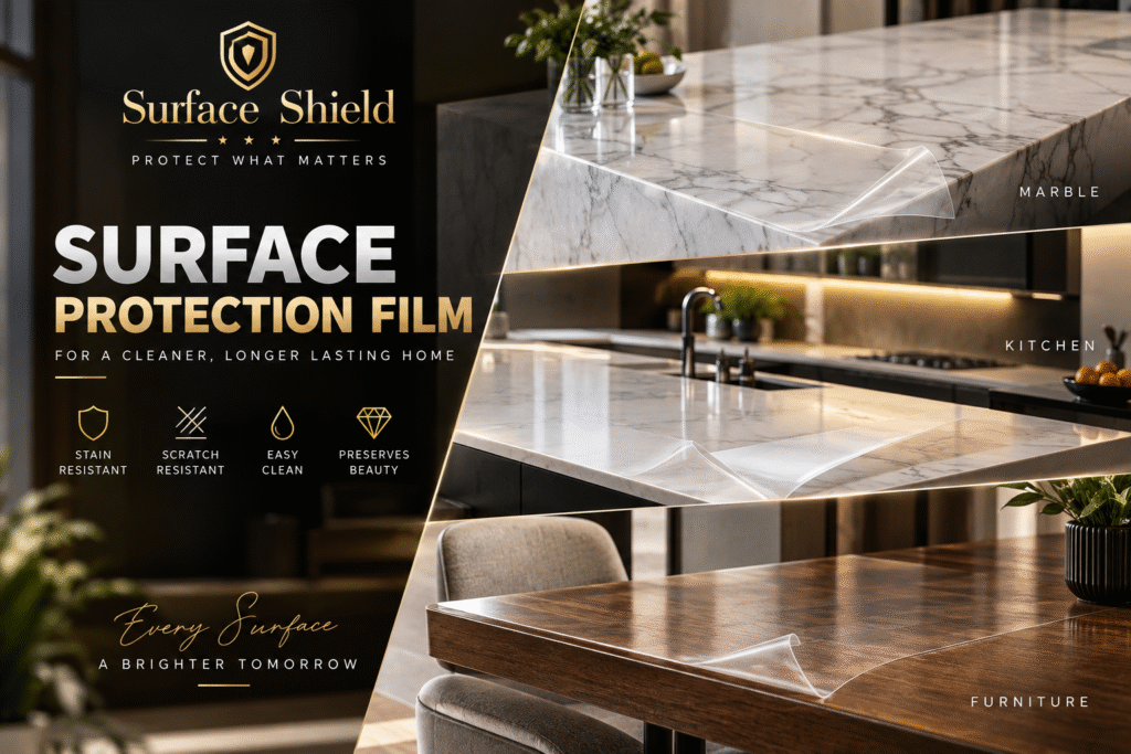 Surface Protection Film protecting marble, kitchen and furniture surfaces