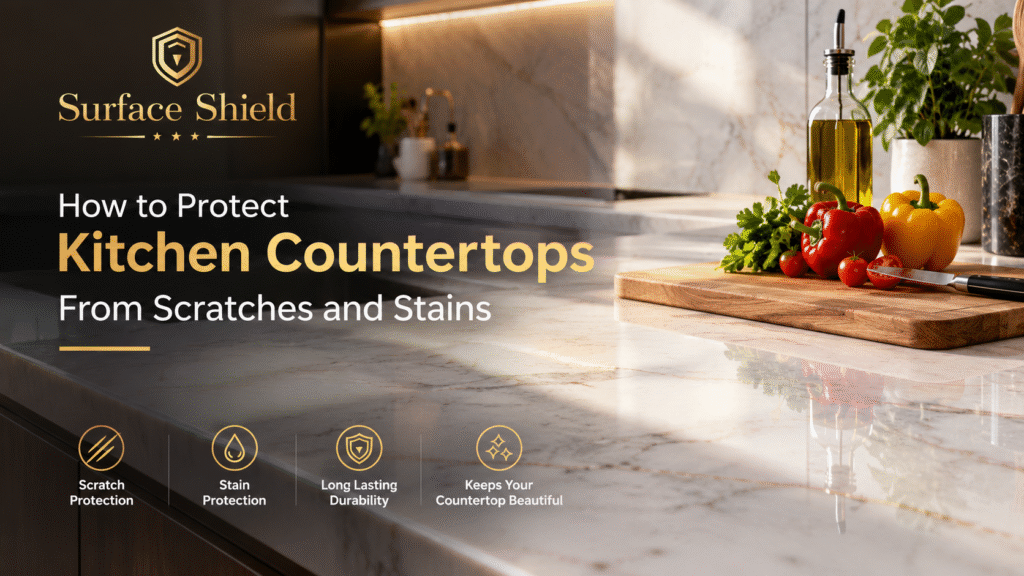 Kitchen countertop protection from scratches and stains with Surface Shield
